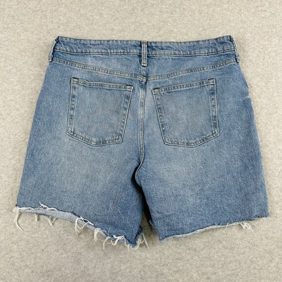 Free Assembly Jeans Denim Short WMNS Sz 14 Light Wash Blue Frayed Hem High Rise - Picture 4 of 11
